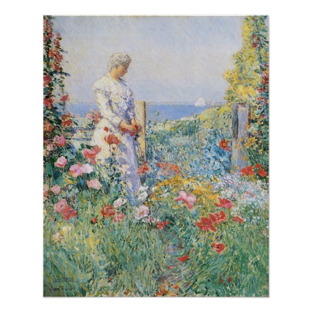 Celia Thaxter in ihrem Garten von Childe Hassam Poster (Vorderseite)