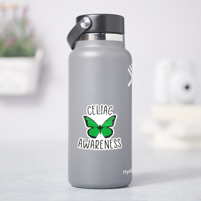 Celiac Awareness Butterfly, grüner Band Aufkleber (HydroFlask)