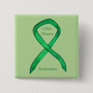 Celiac Disease Awareness Custom Ribbon Art Button