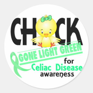 Celiac Disease Chick Gone Light Green 2 Runder Aufkleber