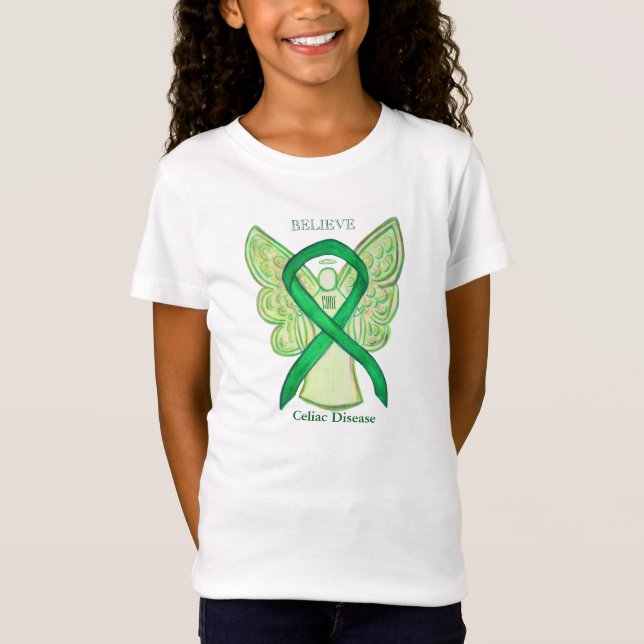 Celiac Disease Green Awareness Ribbon Angel Shirt (Vorderseite)