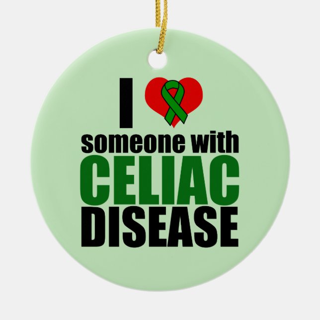 Celiac Disease Support Awareness Liebe Ribbon Keramik Ornament (Vorne)