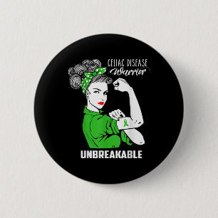 Celiac Disease Warrior Unbreakable Shirt Awareness Button
