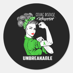 Celiac Disease Warrior Unbreakable Shirt Awareness Runder Aufkleber