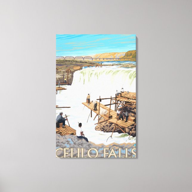 Celilo Falls Fishing Vintage Travelposter Leinwanddruck (Vorderseite)
