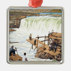 Celilo fällt, Vintages Reise-Plakat fischend Ornament Aus Metall