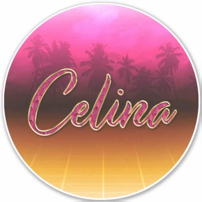 Celina Vorname Name golden pink Aufkleber Sticker (Vorderseite)