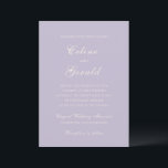 Celine Lilac Elegant Wedding Einladung<br><div class="desc">Klassische Hochzeitseinladungen mit einem schlichten und zeitlosen Design mit elegantem Drehbuch und klassischen Serif-Schriftart.</div>