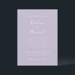 Celine Lilac Elegant Wedding Einladung<br><div class="desc">Klassische Hochzeitseinladungen mit einem schlichten und zeitlosen Design mit elegantem Drehbuch und klassischen Serif-Schriftart.</div>