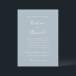 Celine Mute Blue Elegant Wedding Einladung<br><div class="desc">Klassische Hochzeitseinladungen mit einem schlichten und zeitlosen Design mit elegantem Drehbuch und klassischen Serif-Schriftart.</div>