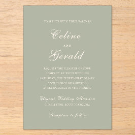 Celine Mute Green Elegant Wedding Acryleinladungen