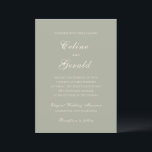 Celine Mute Green Elegant Wedding Einladung<br><div class="desc">Klassische Hochzeitseinladungen mit einem schlichten und zeitlosen Design mit elegantem Drehbuch und klassischen Serif-Schriftart.</div>