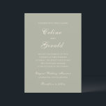Celine Mute Green Elegant Wedding Einladung<br><div class="desc">Klassische Hochzeitseinladungen mit einem schlichten und zeitlosen Design mit elegantem Drehbuch und klassischen Serif-Schriftart.</div>