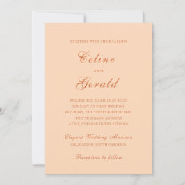 Celine Peach Elegant Wedding Einladung