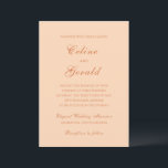 Celine Peach Elegant Wedding Einladung<br><div class="desc">Klassische Hochzeitseinladungen mit einem schlichten und zeitlosen Design mit elegantem Drehbuch und klassischen Serif-Schriftart.</div>