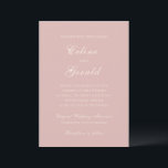 Celine Pink Elegant Wedding Einladung<br><div class="desc">Klassische Hochzeitseinladungen mit einem schlichten und zeitlosen Design mit elegantem Drehbuch und klassischen Serif-Schriftart.</div>