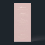 Celine Pink Elegant Wedding Menükarte<br><div class="desc">Klassische Hochzeitsmenüs mit einem schlichten und zeitlosen Design mit eleganten Drehbüchern und klassischen Serifenreihen Schriftart.</div>