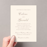 Celine Sandy Neutrals Elegant Wedding Acryleinladungen<br><div class="desc">Klassische Hochzeitseinladungen mit einem schlichten und zeitlosen Design mit elegantem Drehbuch und klassischen Serif-Schriftart.</div>