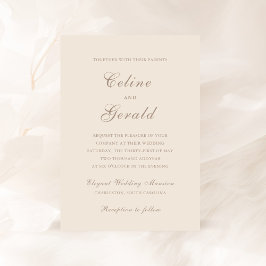 Celine Sandy Neutrals Elegant Wedding Einladung