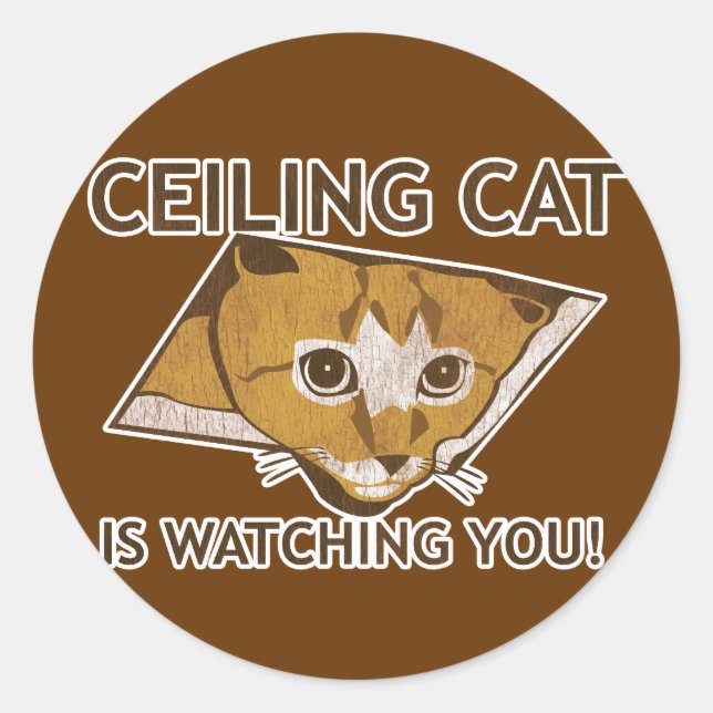 Celing Katze beobachtet dich! Runder Aufkleber (Vorderseite)