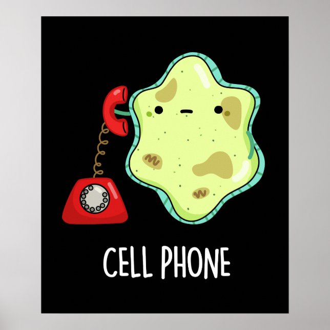 Cell Phone Funny Biology Science Pun Dark BG Poster (Vorne)