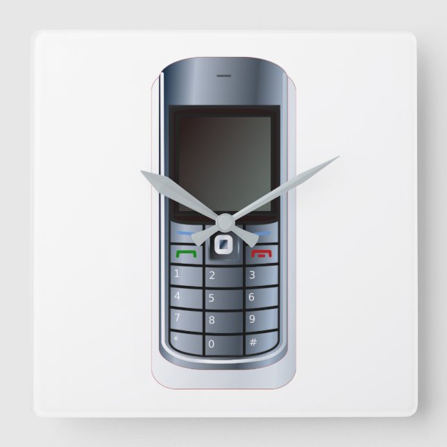 Cell Phone Quadratische Wanduhr (Vorderseite)