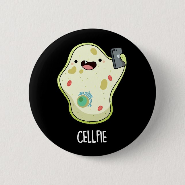 Cellfie Funny Biology Selfie Pun Dark BG Button (Vorderseite)