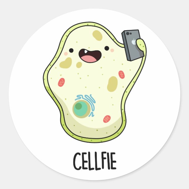 Cellfie Funny Biology Selfie Pun Runder Aufkleber (Vorderseite)