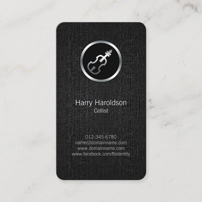 Cellist Cello Icon Black Grunge Business Card Visitenkarte (Vorderseite)