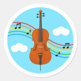 Cello-Aufkleber Himmel Regenbogen Musik Kinder Runder Aufkleber