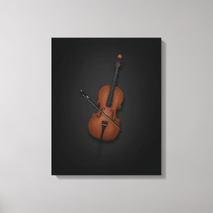 Cello & Bow Seite auf Seite 16x20 Schwarz Leinwanddruck