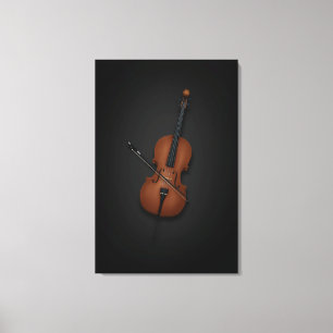 Cello & Bow Seite nach Seite auf 24x36 Schwarz Leinwanddruck