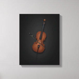 Cello & Bow Side by Side auf 11x14 Schwarze Leinwa Leinwanddruck