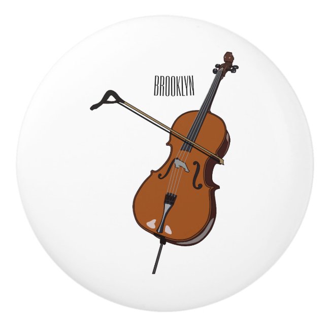 Cello-Cartoon-Abbildung Keramikknauf (Vorderseite)
