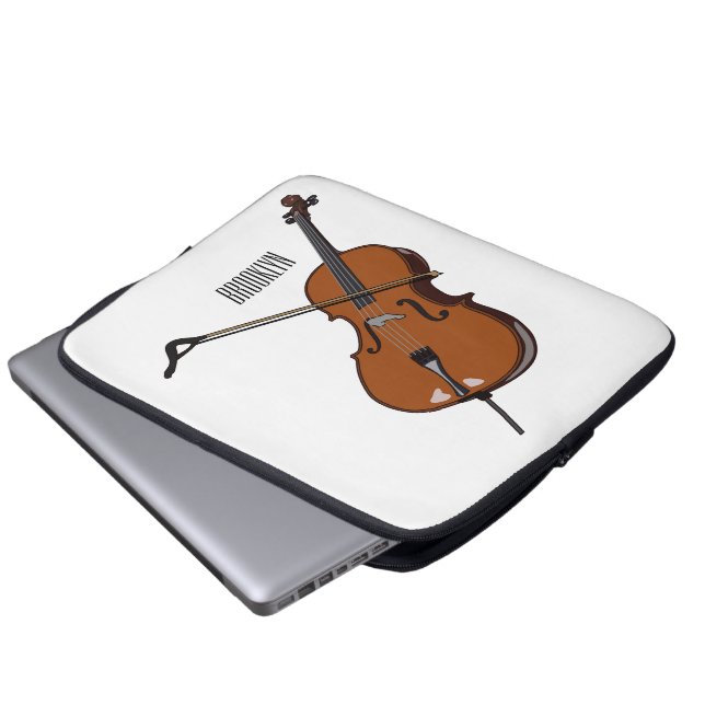Cello-Cartoon-Abbildung Laptopschutzhülle (Vorne Knopf)