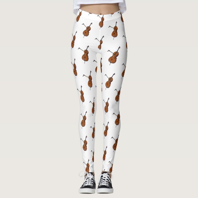 Cello-Cartoon-Abbildung Leggings (Vorderseite)