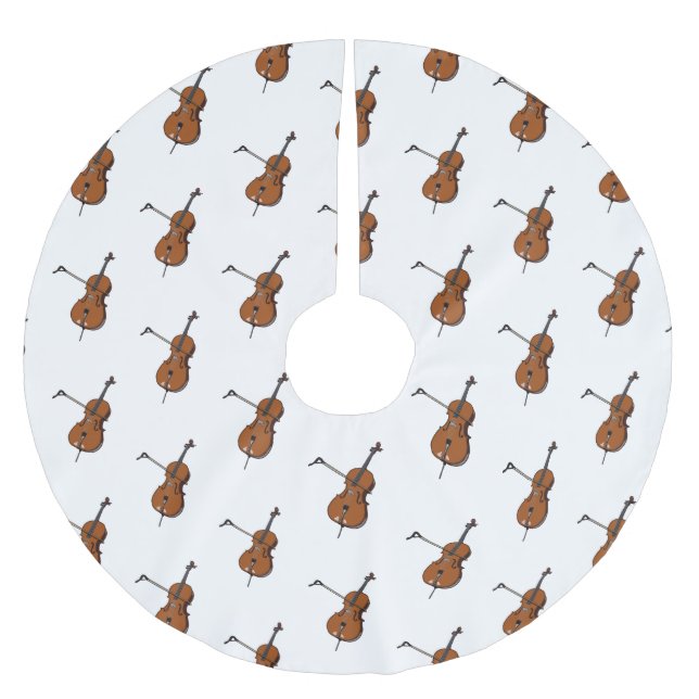 Cello-Cartoon-Abbildung Polyester Weihnachtsbaumdecke (Vorderseite)