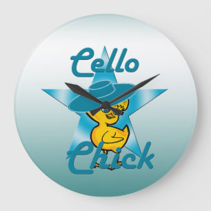 Cello Chick #7 Große Wanduhr