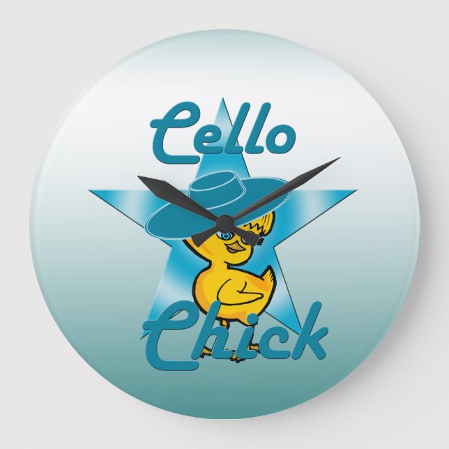 Cello Chick #7 Große Wanduhr (Vorderseite)