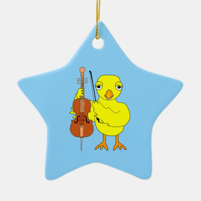 Cello Chick Keramik Ornament (Vorne)