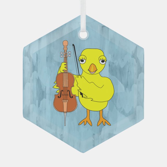 Cello Chick Ornament Aus Glas (Vorderseite)