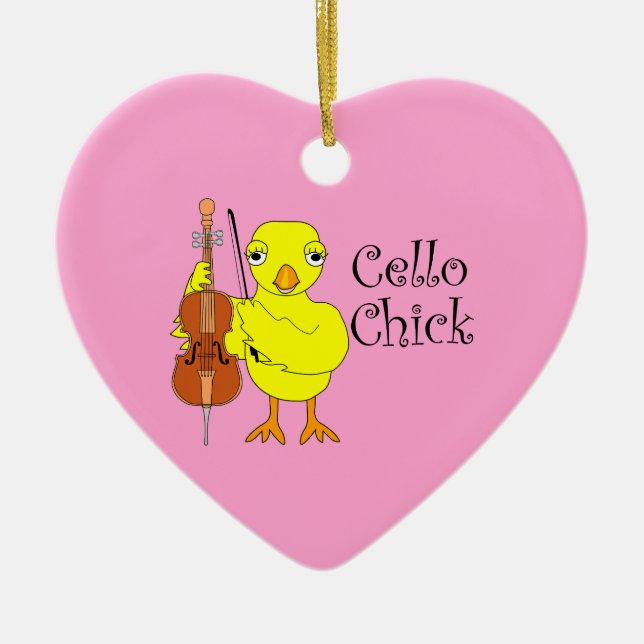 Cello Chick Text Keramik Ornament (Vorne)