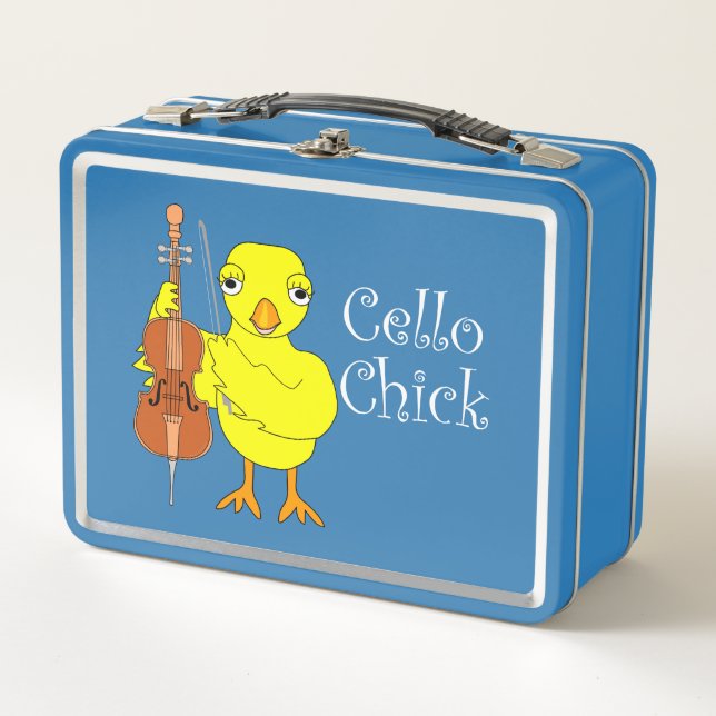Cello Chick Text Metall Brotdose (Vorderseite)