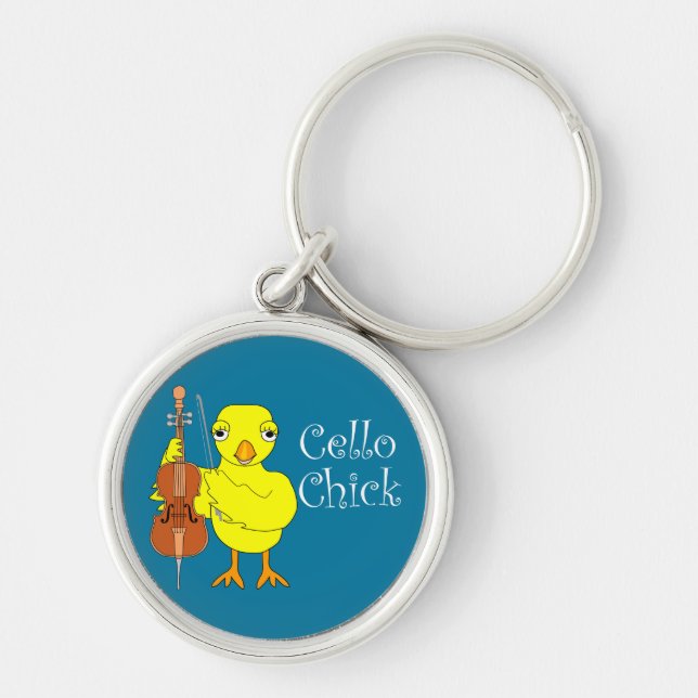 Cello Chick Text Schlüsselanhänger (Vorne)