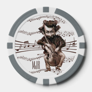 Cello Chops Vintage Musiker Monogramm Pokerchips