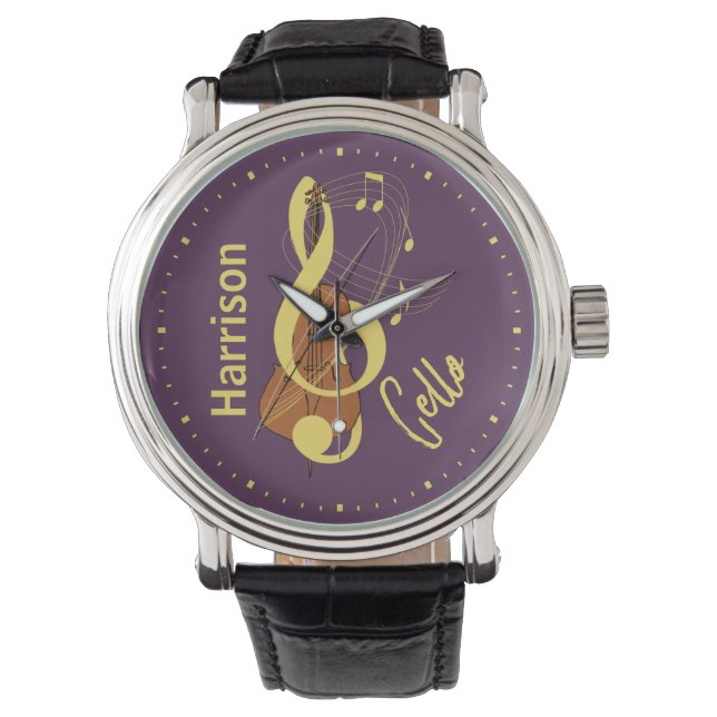 Cello Classician Music Personalisiert Armbanduhr (Vorderseite)