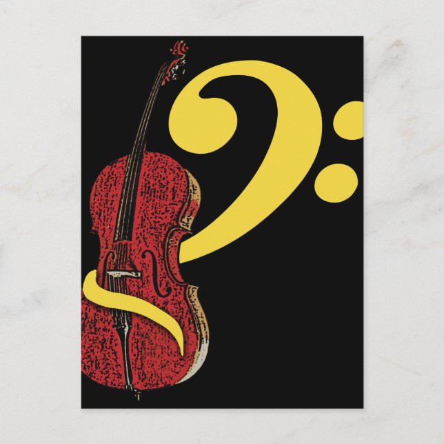 Cello Clef Postcard Postkarte (Vorderseite)