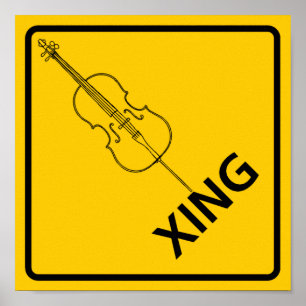 Cello Crossing Highway-Zeichen Poster