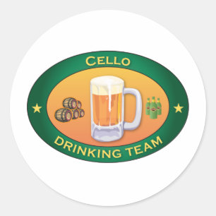 Cello Drinking Team Runder Aufkleber