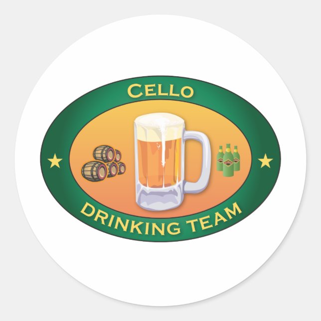 Cello Drinking Team Runder Aufkleber (Vorderseite)